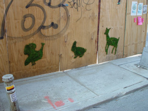 Stencils van mos in Brooklyn
